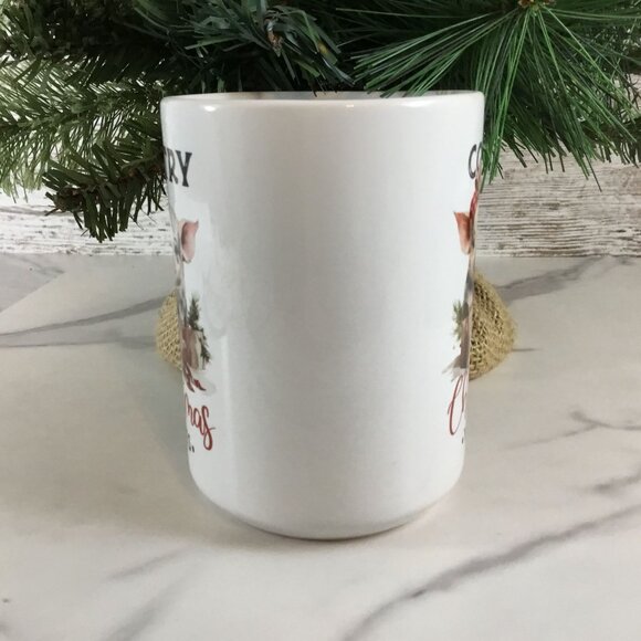 Pig Country Christmas Wishes Ceramic Mug - 15 oz Coffee Cup - Picture 2 of 6